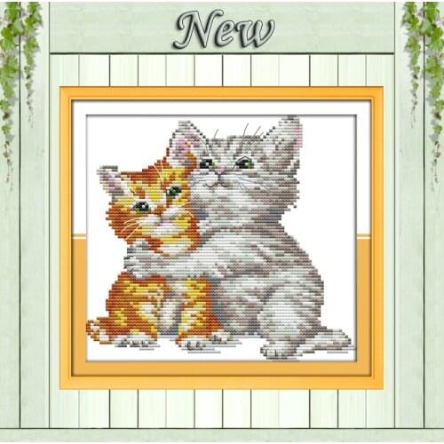 Love each other animal cats Paintings 11CT Counted Print on canvas DMC 14CT DIY Cross Stitch NKF Needlework Kits Embroidery Sets