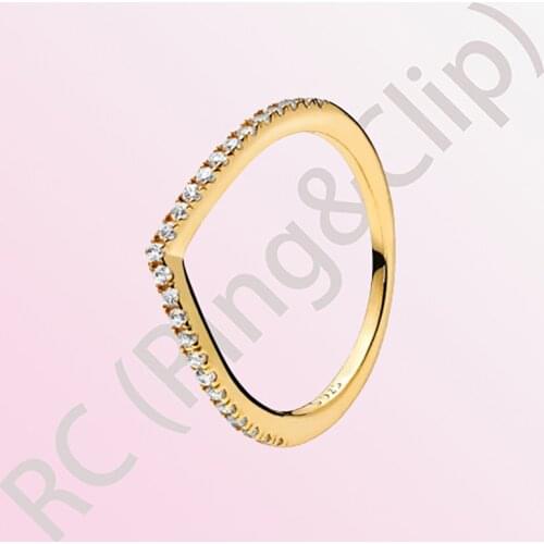 Classic Authentic 100% 925 Sterling Silver Women Rings Sparkling Wishbone Ring Heart Engrave Rings for Women Jewelry Anniversary