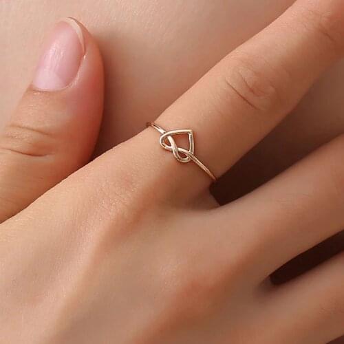 New Minimalist Adjustable Rings for Women Girl Rose Gold Silver Color Heart Shaped Wedding Ring Love Finger Ring For Best Friend