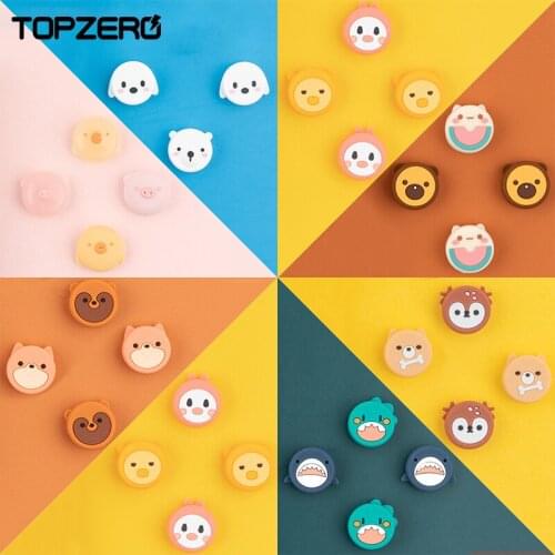 4 Pcs Cute Animal Design Thumb Grip Cap Joystick Cap for Nintendo Switch Lite Soft Silicone Cover for Joy Con Cover Grips Caps