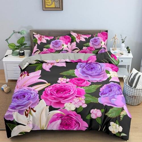 3D Flower Bedding Sets Roe Duvet Cover Bed Linen Bedclothes Twin/Queen/King Size Bed Room For Kids Bedding Christmas Gifts