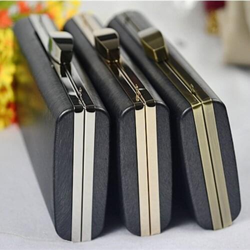 Silver or gold color metal box clutches purse frame with black plastic cover diy bag parts frames drop ship China wholesale