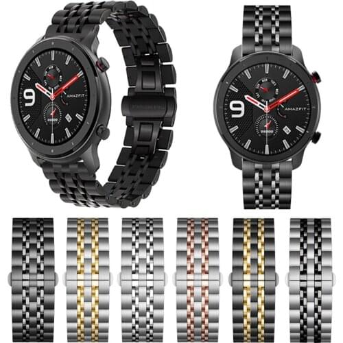 Metal Wrist Strap for Xiaomi Huami Amazfit GTR 47mm 42mm Stainless Steel Bracelet for Amazfit Bip lite/Stratos 2 2S / Pace Band