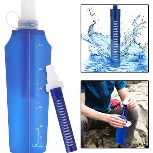 Soft TPU Filtered Water Bottle Reusable Filtered Water Bag for Sport Camping