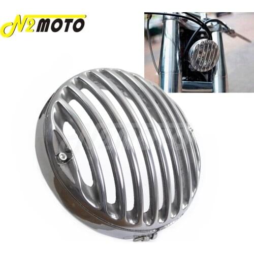 Retro Motorcycle 5.75" Headlight Chrome 5 3/4" Headlamp Grill Guard Cover Universal for Harley Sportster XL833 XL1200 2004-2014