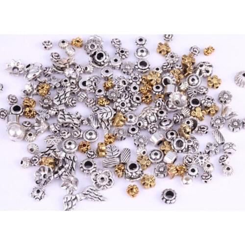 Uneven Mixed Antique Silver Color Space Loose Metal Beads Cap End For Jewelry Making Diy Bracelet Necklace Accessories Wholesale