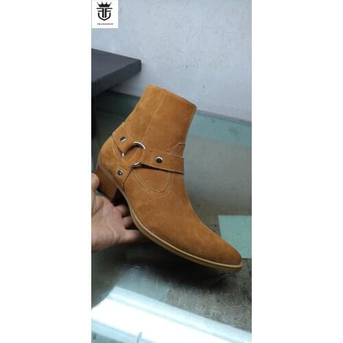 2020 New men shoes Chelsea boots ankle boots male suede leather booties party shoes mens