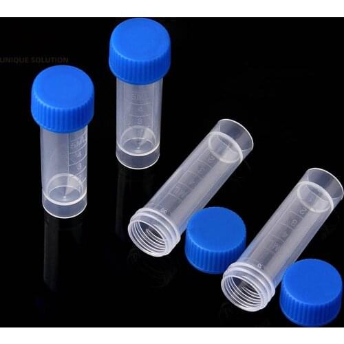 New Laboratory Chemistry Plastic Test Tubes Vials Seal Caps Pack Container for Office School Chemistry Supplies 5ml Lab