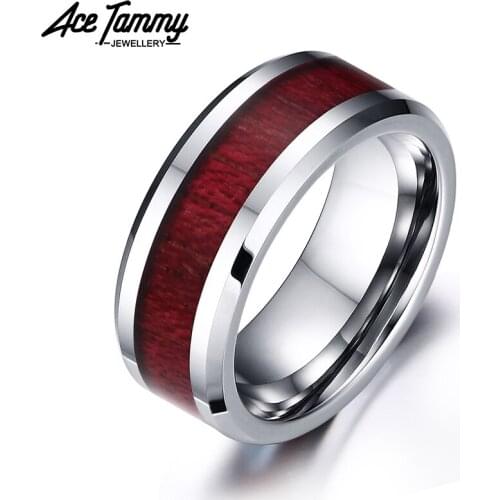 Real Wood Inlay Wedding Bands Mens Tungsten Carbide Rings High Polished Engagement Rings Jewelry Anniversary Gifts Comfort Fit