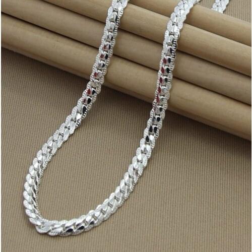 Chains collar Free Shipping N925 Sterling Silver color Necklace Fashion Cute 5mm Silver color Jewelry Necklace Chains Pendant