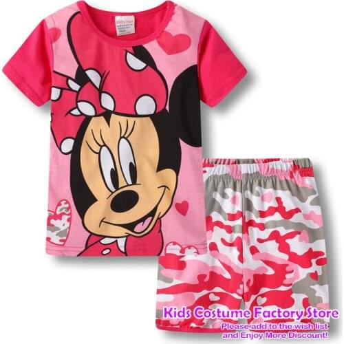 2021 New Kids Boys Girls Clothes Baby Princess Pajamas Summer Short Sleeved Set Cartoon Minnie Childrens Sleepwear
