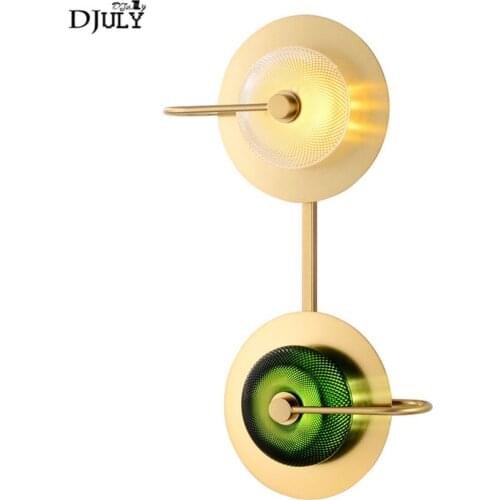 Postmodern luxury green glass gold wall lamp for villa bedroom living room bar hotel stairs sconces light vanity led luminaire