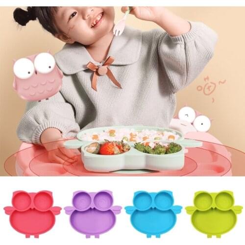 Owl Silicone Suction Plate Self Feeding Training Storage Divided Plate Baby Toddler Bowls Dish Microwave Dishwasher Safe Au11 21