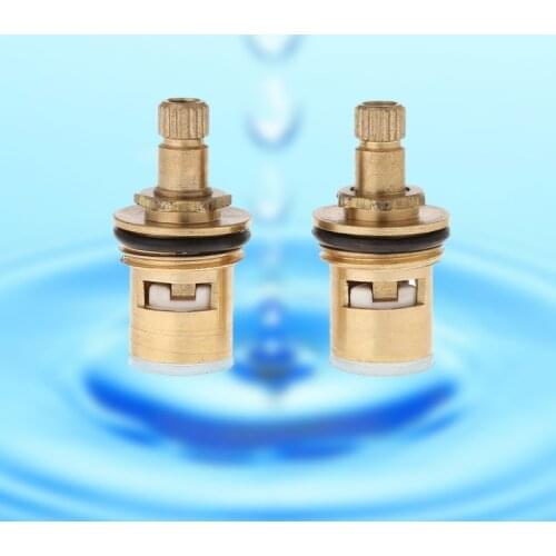 2 Pcs Faucet Replacement Brass 1/4 Turn G1/2" Ceramic Disc Cartridge Hot Cold Tap Valve