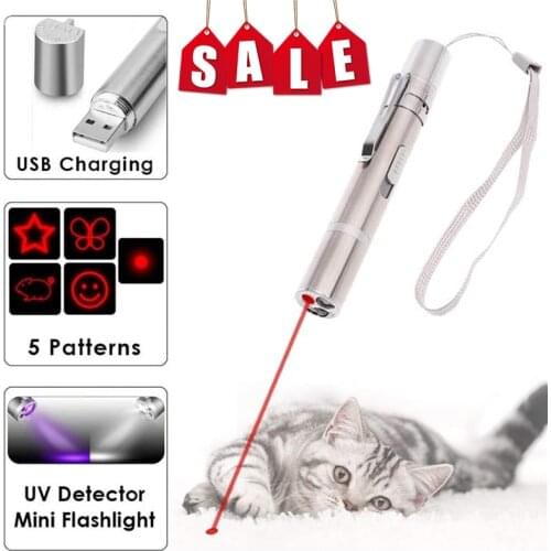 3modes Pet LED Laser Cat Toy Cat Supplies Red Dot Laser Light Pointer Laser Pen Interactive Toy Cat Stick Cat Toys Tease Cat Rod