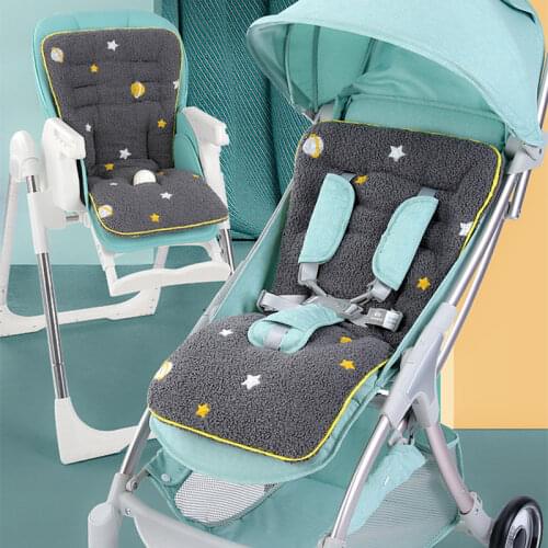 Warm Brushed Baby Stroller Cushion For Winter Universal Child Cart Mat Infant Feeding Chair Seat Cuhsion Soft Pram Accessories
