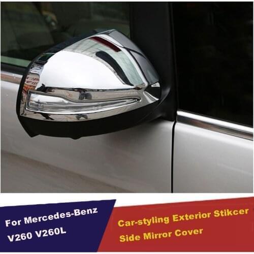 UBLUEE For Mercedes-Benz V Class V260 W447 2014 - 2017 ABS Door Side Wing Rearview Mirror Case Molding Garnish Cover Trim 2 Pcs