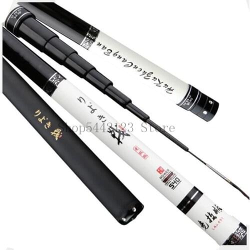 Vara de pesca de fibra de carbono, vara de pesca manual telescópica super leve e dura 3.6/3.9/4.5/vara de 5.4/6.3/7.2/8/9/10