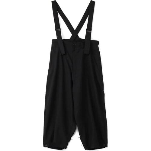 Spring and Autumn male suspenders wide leg culottes super wide casual trousers large mens trousers