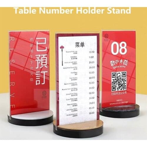 Quality Clear Acrylic Double Sided Display Menu Price Listing Sign Holder Frames Acrylic Wedding Table Numbers Stands