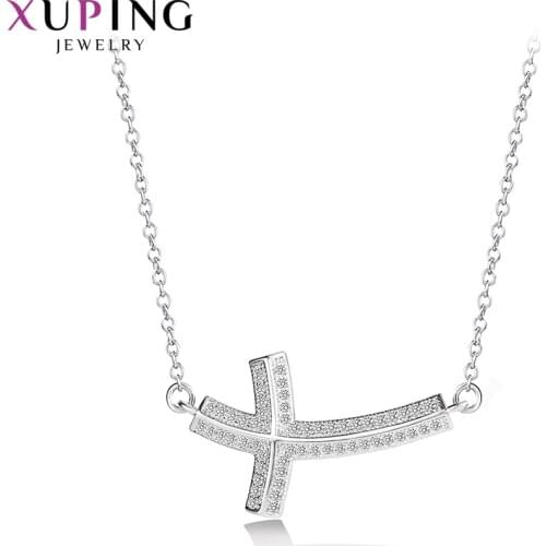 Xuping Fashion Elegant Rhodium Color Plated Cross Pendant Necklace for Women Jewelry Gift A00612977