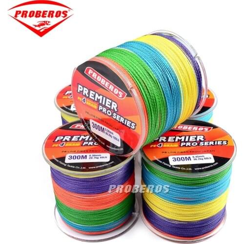 Japan 300M Multicolored Fishing Line 6LB - 100LB 4-strand Color PE Braided Pesca Carp Squid Salmon Trout Pike Bass Material JIG