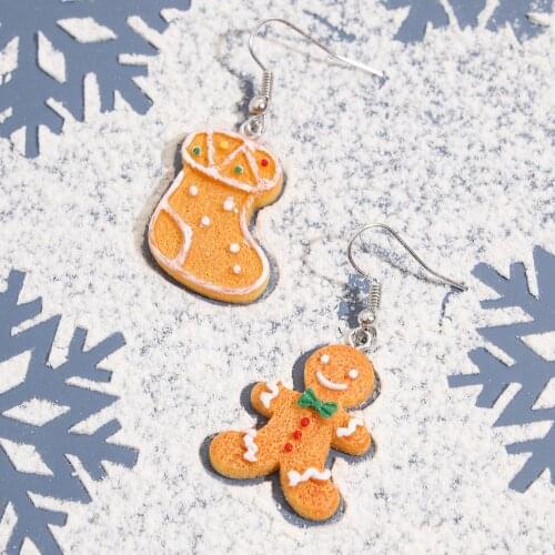 ZiccoWong Fashion Design Winter Socks Gloves Drop Earring For Women Girl Resin Cartoon Happy New Year Eardrop Party Jewelry