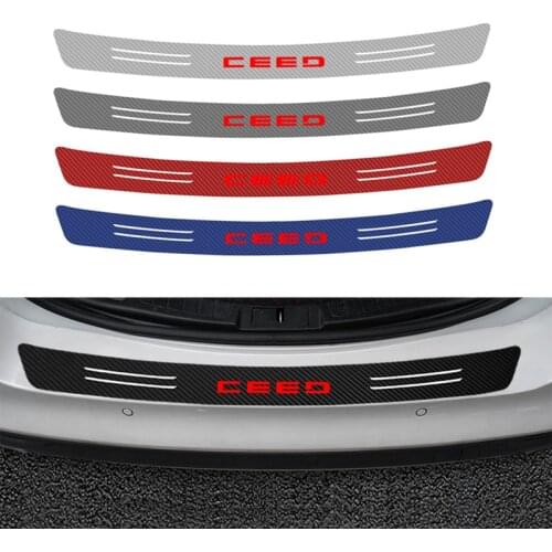 1PCS Car Trunk Rear Bumper prevent scratches 3D carbon fiber Sticker FOR Kia ceed rio sportage cerato soul sorento k2 k5