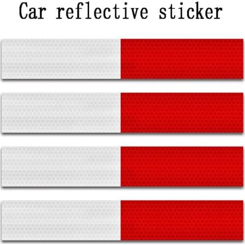 10Pcs Night Driving Safety Secure Red White Sticker 4.5*30cmCar Reflective Sticker Warning Strip Reflective Truck Auto Supplies