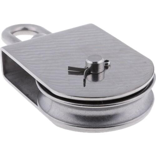 100mm Single Pulley Block 304 Stainless Steel M100 Crane Swivel Hook Pulley Roller - Silver