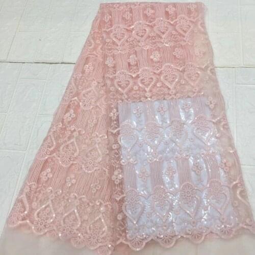 2020 sequined lace fabric Africa Nigeria lace fabric with sequins high quality French mesh lace fabric D4401