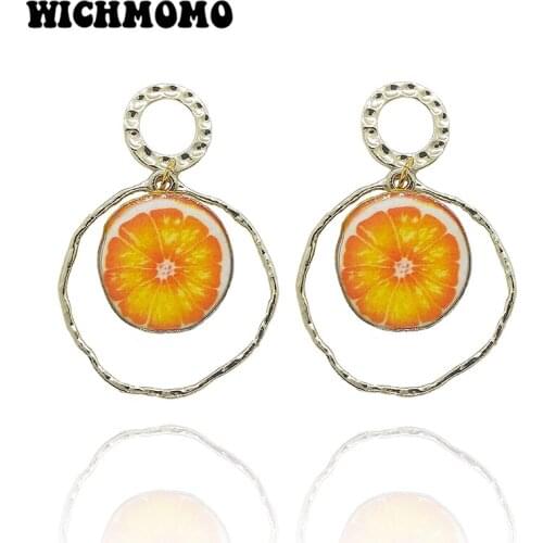 2019 New Fashion 50mm Zinc Alloy Gold Fruits Pendant Ethnic Earrings for Womens Fashion Jewelry Gifts Date and Party