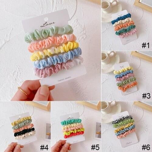 5pcs Hair Scrunchies Elastic Hair Bands Scrunchie Set Cute Fashion Pure Candy Color Headband Ponytail Holder Hair Accessories