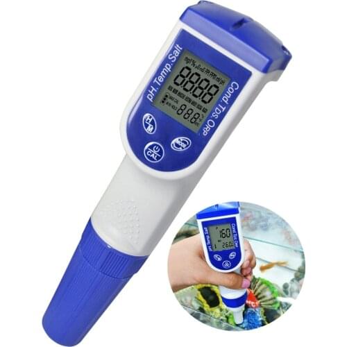 6-in-1 Water Quality Meter Tester IP57 Pen type, pH, Temperature, Conductivity, TDS, ORP, Salinity Floats on Water Optional ORP