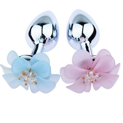 Stainless Smooth Steel Butt Plug With Flower Metal Anal Plug Sex Toys Tail Crystal Jewelry Trainer For Women/Man S/M//L Size