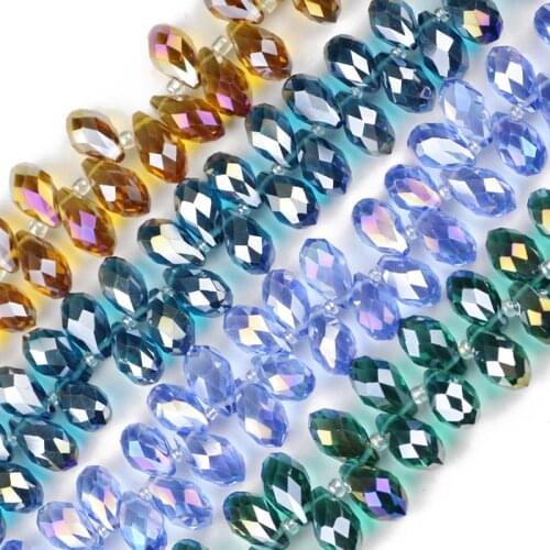 JHNBY Briolette Pendant Waterdrop Austrian crystal beads 8*13mm 30pcs Top quality Teardrop beads for jewelry making bracelet DIY