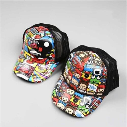 Children Baseball Cap Kids Boys Girls Hip-hop Printed Bear Summer Sun Mesh Hats Cotton кепка кепка женская mondkapjes бейсболка