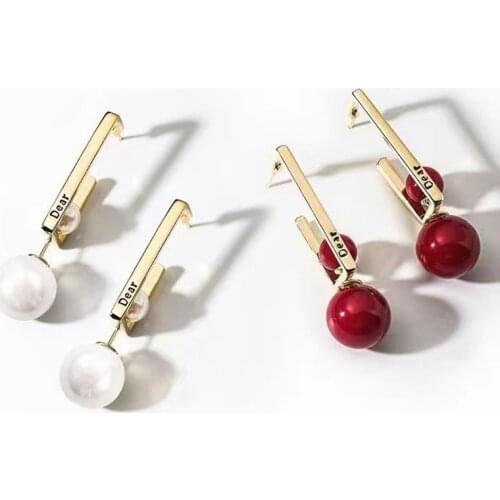 Two ways to wear bead pendant earrings Women jewelry Trend party accessory exquisite metal Jewelry for women Hanging earrings