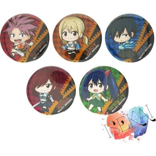 Fairy Tail Anime Badge Natsu Lucy Erza Gray Wendy Cute Metal Badge Brooch Pins