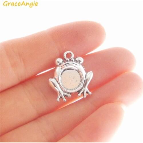 GraceAngie 10pcs Tibetan Color Cute Frog Mini Pendant Metal Charm for Handmade Stylish Bracelet Earring Necklace Jewelry