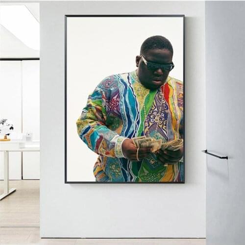 Biggie Smalls Canvas Painting Hip Hop Gangsta Rap Music Poster and Print Wall Art Picture for Living Room Home Decoration Cuadro