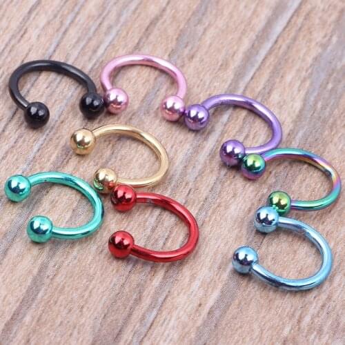 1piece Fashion stainless steel Horseshoe Fake Nose Ring C Clip BCR Septum Lip Piercing Falso Nose Rings Hoop For Women Men