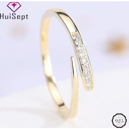 HuiSept Fashion 925 Silver Rings with AAA Zircon Gemstone Open Ring for Women Fine Jewelry Wedding Party Gift Ornament Wholesale