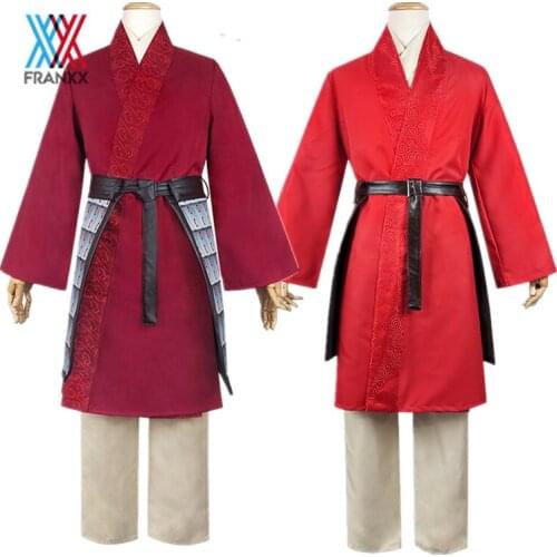 Mulan Cosplay Costumes Top Pants Sets Red Coat Hanfu Korea Uniform Adult 2020 Movie Hua Mulan Princess Dress Up Women Kid Outfit