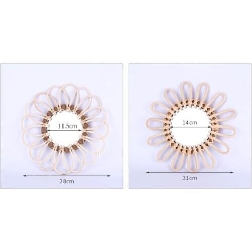 Rattan Round Makeup Mirror Innovative Art Decor Dressing Bathroom Wall Hanging 37MF