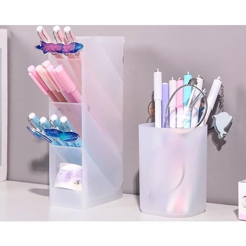 Frosted multi-grid pen holder desktop desk stationery dormitory creative simple stationery round student pen barrel