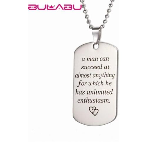 New Fashion Customized Pendant Necklace Men Friendship Carved Stainless Steel Charms Necklace Jewelry Creative Gift erkek kolye