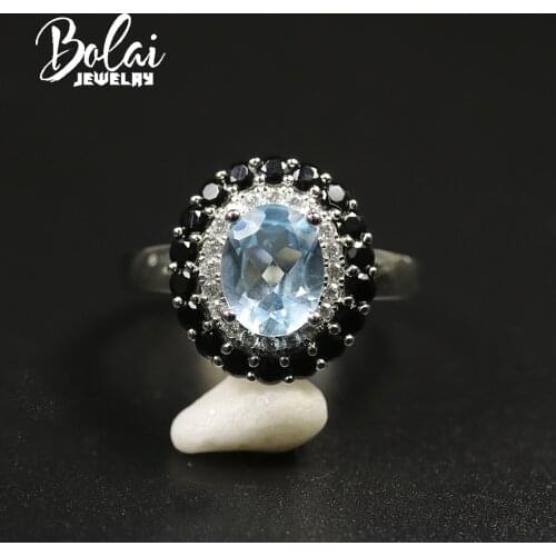 2020 New Natural Brazil 10ct up topaz Jewelry set real Gemstone Ring pendant clasp earring 925 sterling silver for women mom