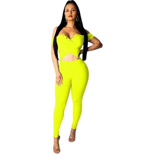 Off Shoulder Sexy Bodycon Jumpsuits for Women Casual Summer Jumpsuit Rompers Long Pants Hollow Out Club Party Jumpsuit Overalls