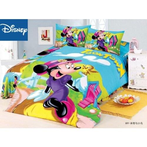 Single size minnie mouse bedding set for girls bedroom decoration twin duvet covers fitted sheet 3-4pcs home textile pillow case